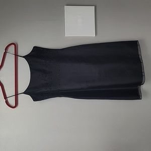 𝅺ANN TAYLOR EMBROIDERED AND BEADED SPAGHETTI STRAP BLACK COCKTAIL DRESS, sz 4